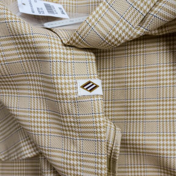 Men’s 2XL Non-Iron Button-Up Shirt Tan Plaid Business Casual Workwear | Joseph A - Picture 5 of 12